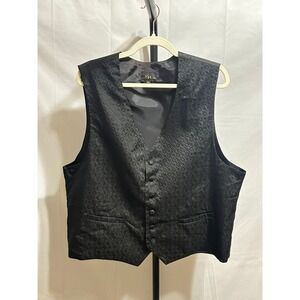 Louis Roth Black Textured Pattern Dress Vest Men's XL Formal Suit Gilet